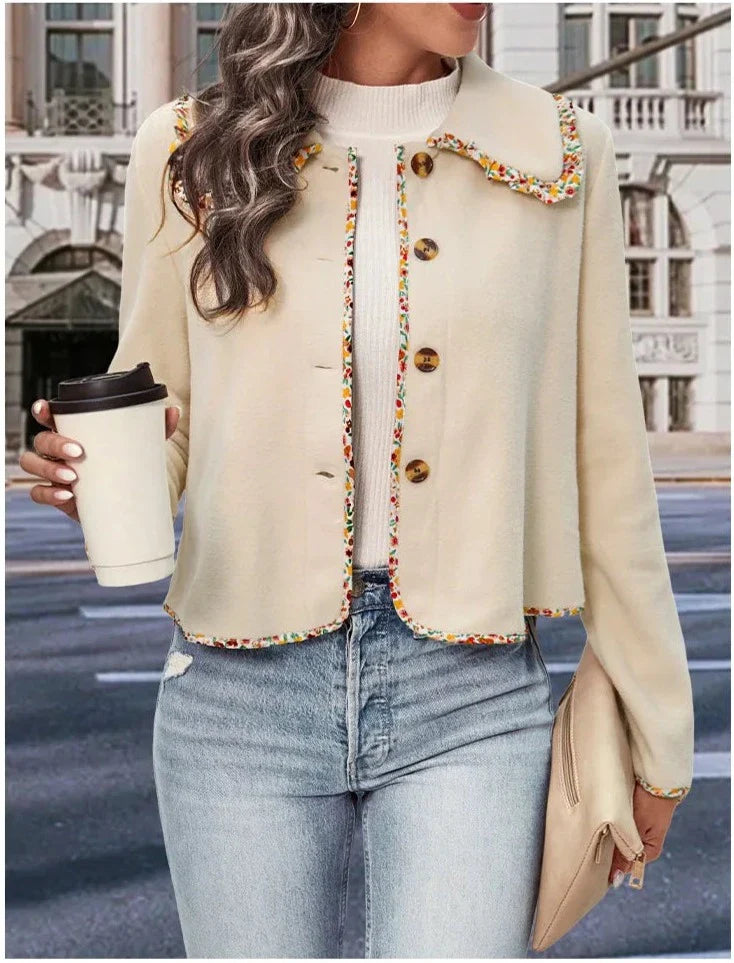 Colorful Edge Line Elegant Button Down Spring Jacket