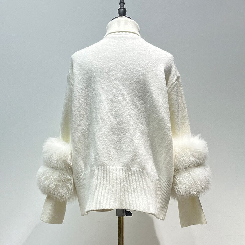 Chic Fluffy Fur Sleeve Sweaters