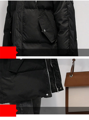 Verdickte, übergroße Winterparkas mit pelziger Kapuze