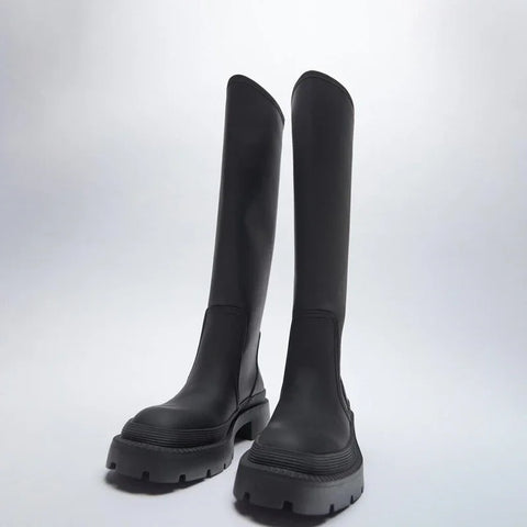 Cool Design Chunky Bottom Long Knee High Boots