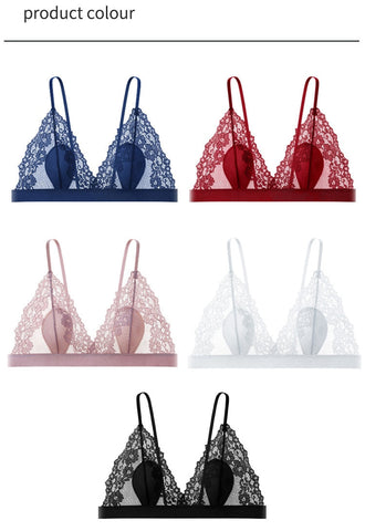 French Ultra Thin Bralette Solid Color Lace Underwear Breathable Female Wireless Bra Seamless Lingerie