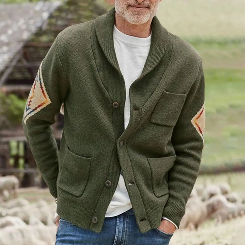 Turn-down Collar Knitwear Old Men Sweaters