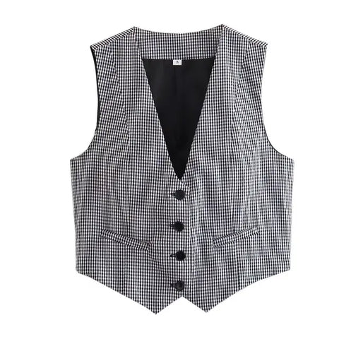 V-Neck Sleeveless Cropped Blazer Vest