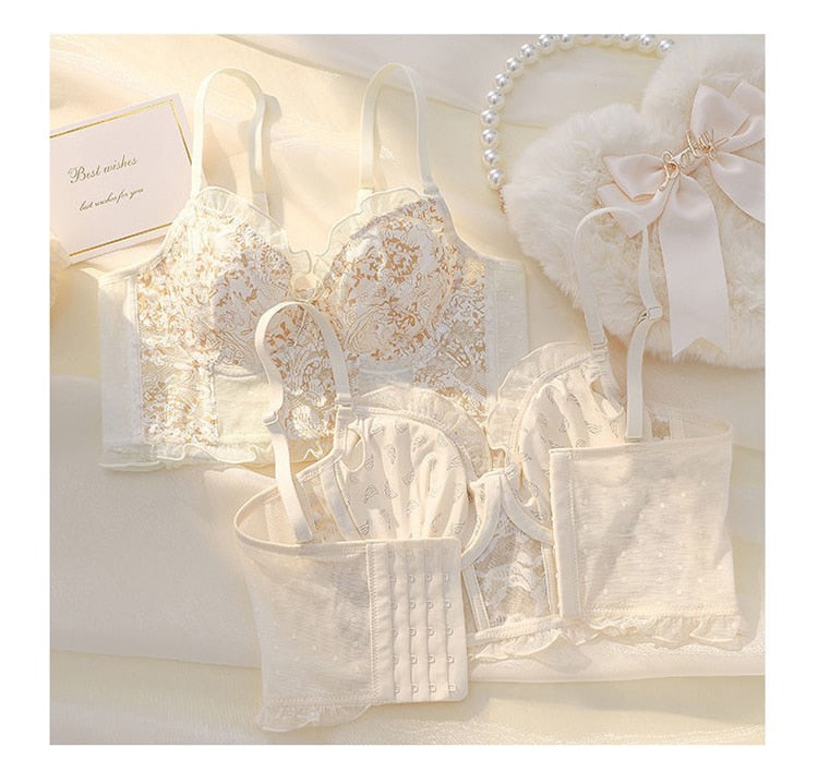 French Embroidery Lingerie Sets Lace Flower Underwear