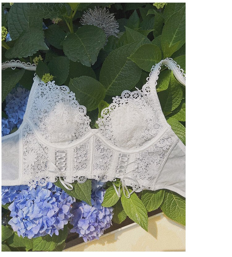 French Classic Bra Embroidered Lace Underwear Ultra Thin Push Up Brassiere Lingerie Gather Underwire Bralette