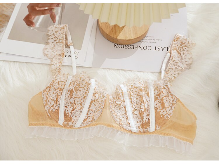 Ultra Thin Lace Underwear Sets Push Up Brassiere French Eyelash Bra Lingerie Female Transparent Bra And Panty