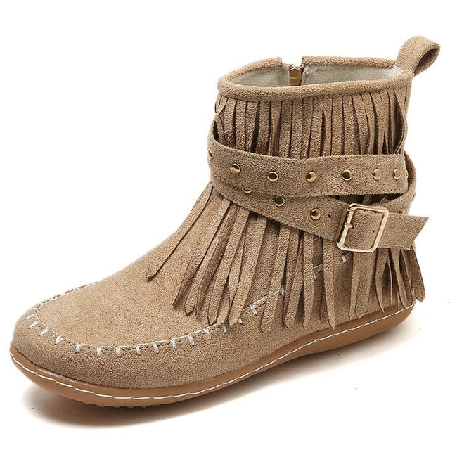 Bohemian Retro Style Tassels Ankle Boots