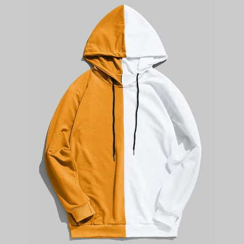 Men's Casual Half Color Cotton Hoodies