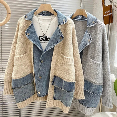 Knitted Cardigan Cover Cool Denim Jacket