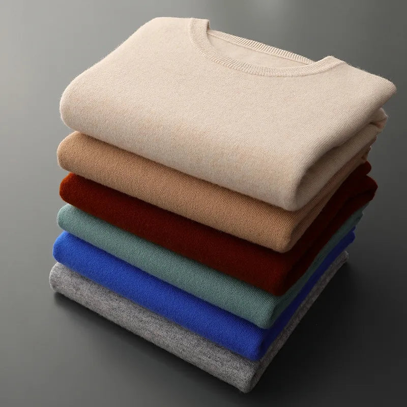 Soft Mens Round Neck Thickened Wool Sweaters