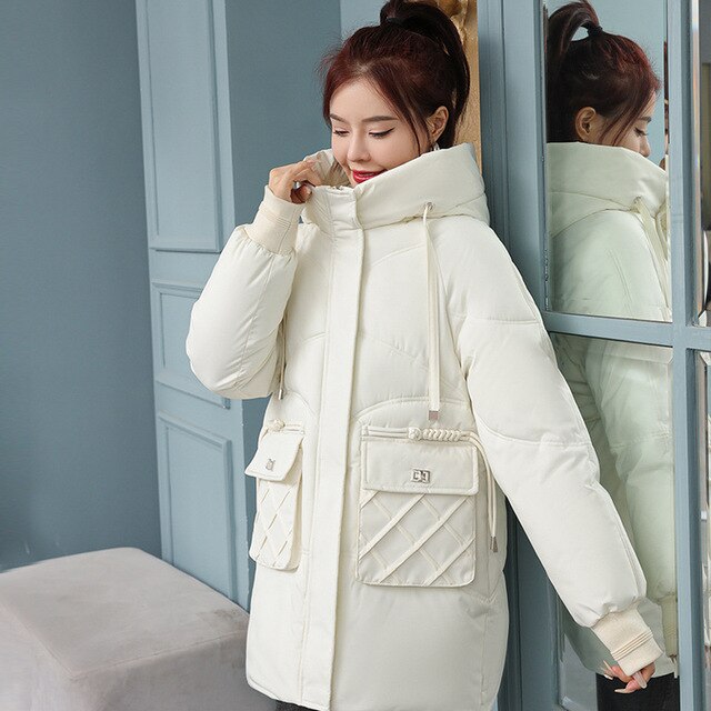 Front Big Pockets Cotton Padded Warm Coats For Winter