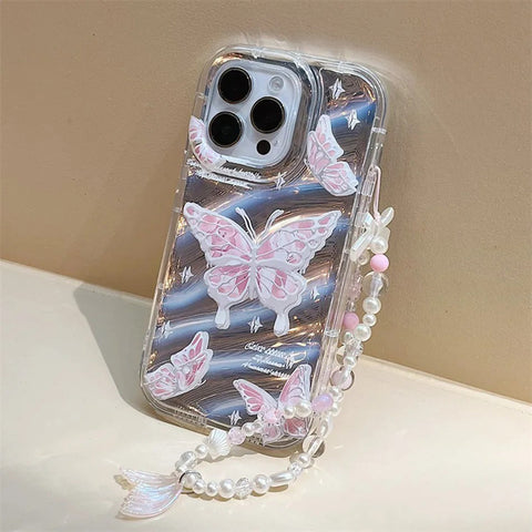 Phantom Pattern Phone Case For iPhone 11 12 13 14 15 Laser Film Soft Cover with Lanyard