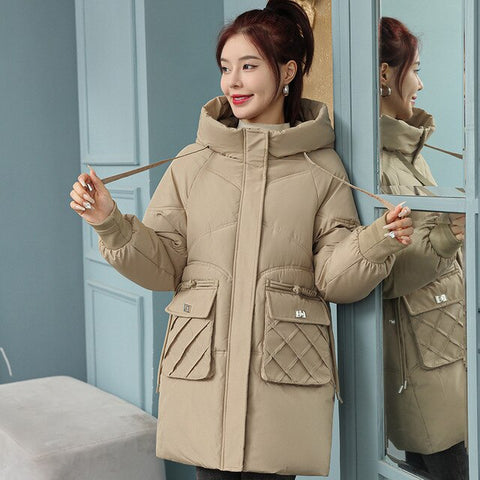 Front Big Pockets Cotton Padded Warm Coats For Winter