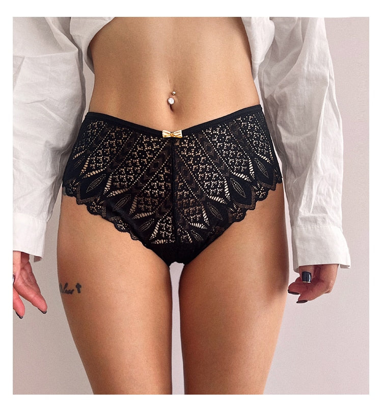 2PCS/Set New Panties Lace Underwear Low-Waist Briefs Hollow Out G String Underpant Embroidery Female Lingerie