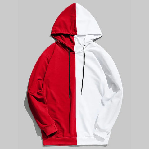 Men's Casual Half Color Cotton Hoodies