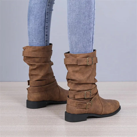 Buckle Decoration Slip on Comfortable Simple Winter Boots