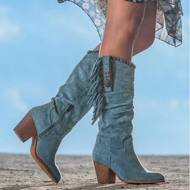 Chic Tassel Design Western Style Long Boots