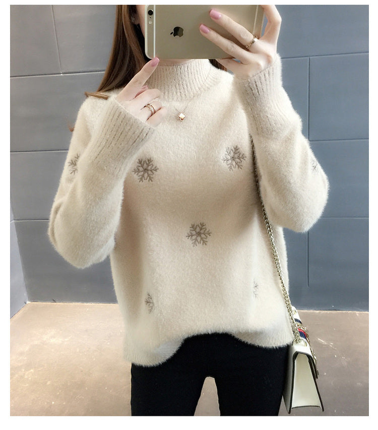 Snow Flake Theme Mink Cashmere Sweaters