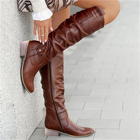 Long Knee High Suede Designer Zipper Winter Boots