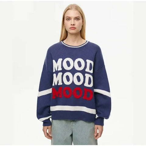 MOOD X3 Autumn Casual Crew Neck Long Sleeve Pullover Sweaters