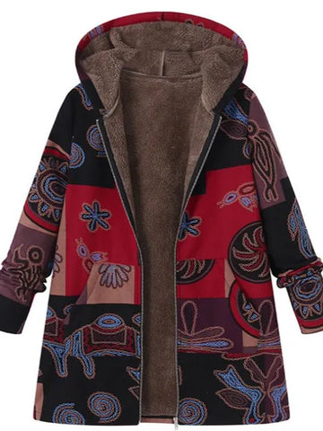 Winter Hooded Floral Warm Parka