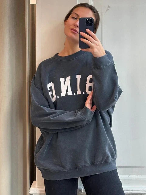 Graphic PARIS Printed Casual Sweatshirt