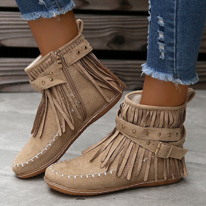 Bohemian Retro Style Tassels Ankle Boots