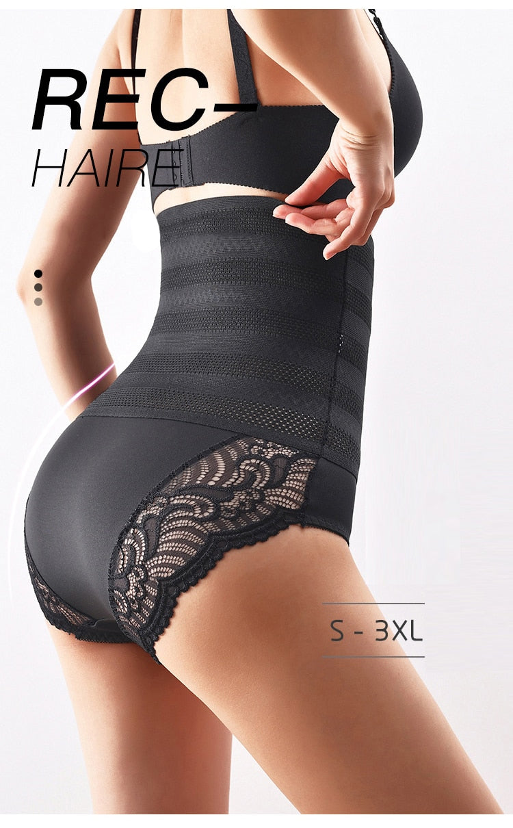 High Waist Shaping Panties Lace Breathable Body Shaper Slimming Tummy Underwear Plus Size Butt Lifter Seamless Brie