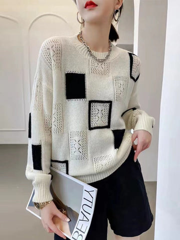 Square Blocks Designer Elegante warme Pullover