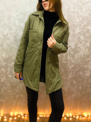 Army Green Autumn Style Thin Long Jackets