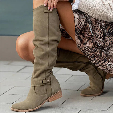 Long Knee High Suede Designer Zipper Winter Boots