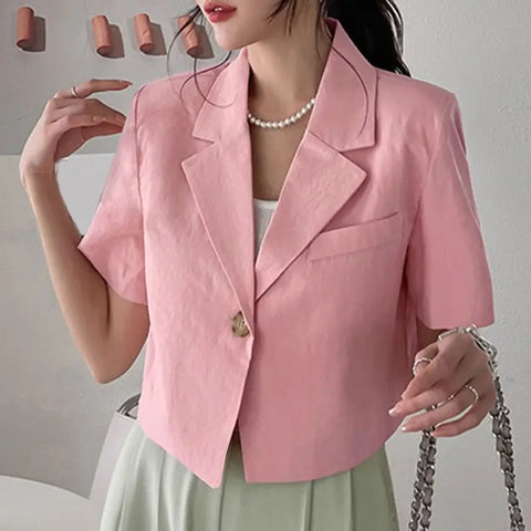 Chic One Button Blazer Jacket For Summer