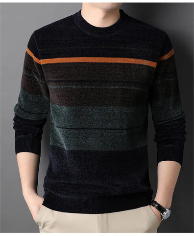 Men's Printed Fleece Sweater: Autumn/Winter Warmth in Korean Style