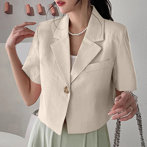 Chic One Button Blazer Jacket For Summer