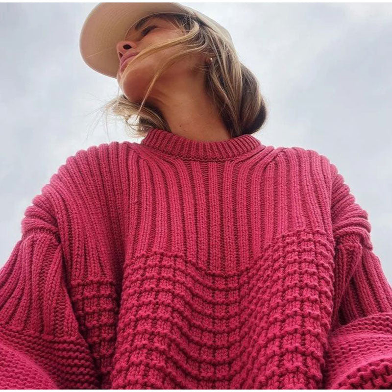 Cozy Comfort: Oversized O Neck Sweater