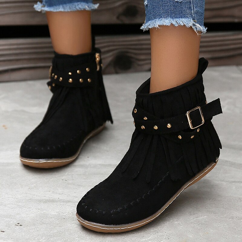 Bohemian Retro Style Tassels Ankle Boots