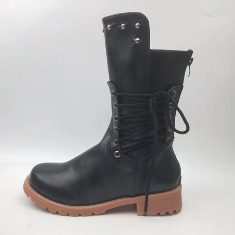 Rivet Accent Mid-Calf Boots: British Style