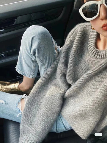 Round Neck Loose Thick Sweater