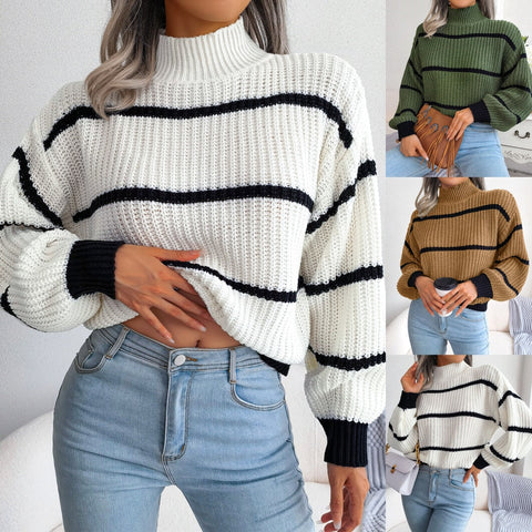 Autumn Winter Chic Striped Sweaters