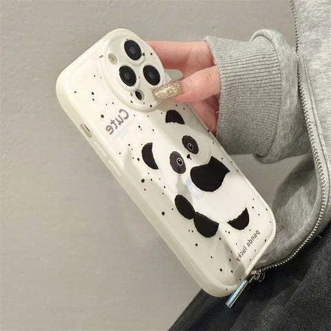 Compatible for iPhone Case Clear Cute Back Panda Lovely Case Girls Woman Girly Soft TPU Bumper Protective Silicone Slim Shockproof Case for iPhone 11 12 13 14 15
