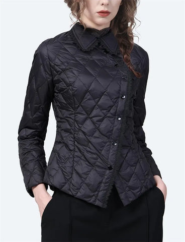 Autumn Short Lace Collar Cotton-Padded Jacket: Slim and High-Grade