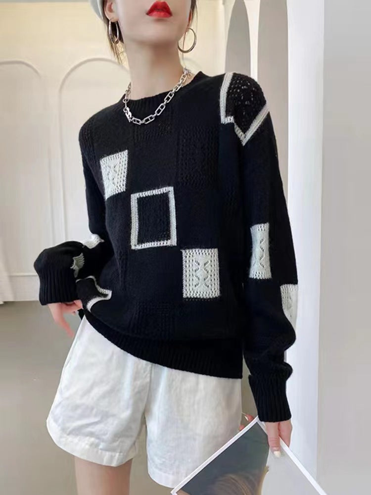 Square Blocks Designer Elegante warme Pullover