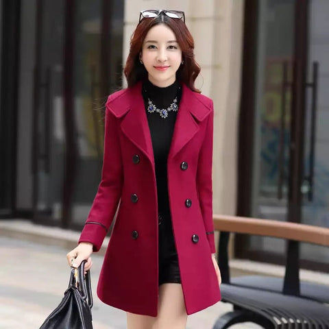 S-5XL Plus Size Long Wool Elegant Winter Coat