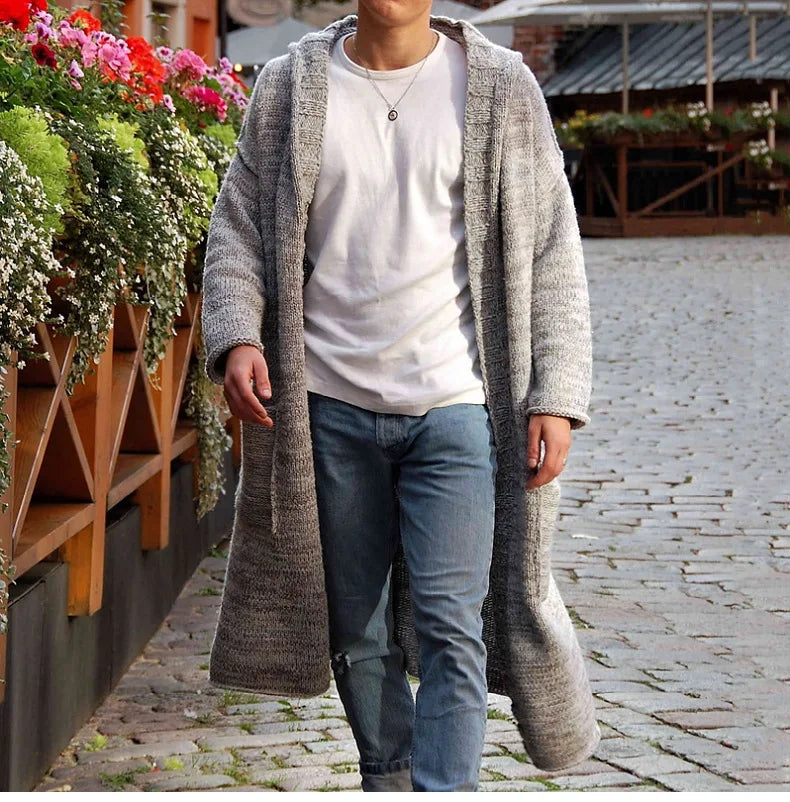 Men's Knitted Cotton Cardigan: Casual, Slim-Fit Outwear for Autumn/Winter