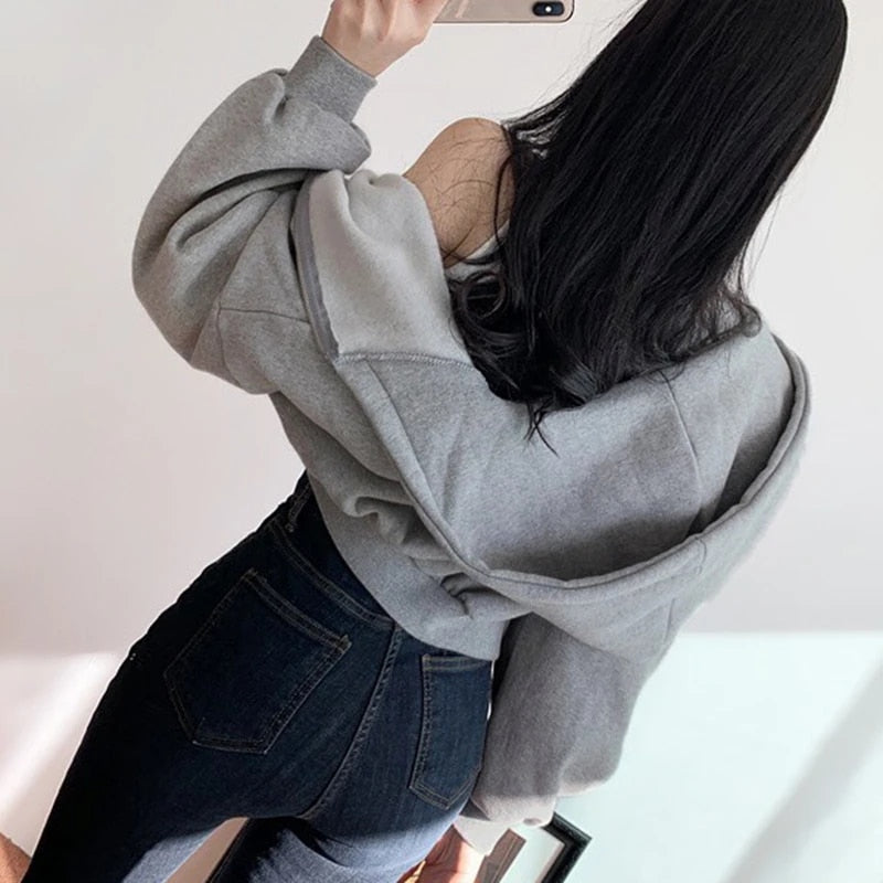Straight Style Zipper Long Sleeve Hoodies