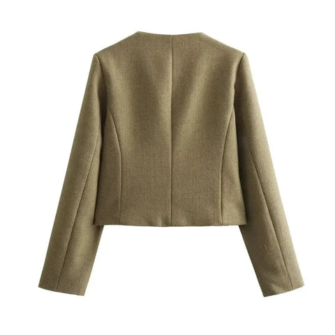 Demi-Season Tweed Autumn Cropped Jacket