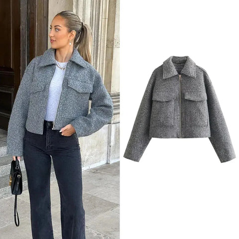 Demi-Season Tweed Cropped Jacket