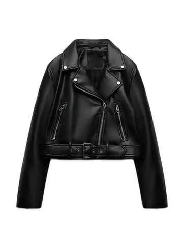 Luxury Black Style Belted Leather Jackets