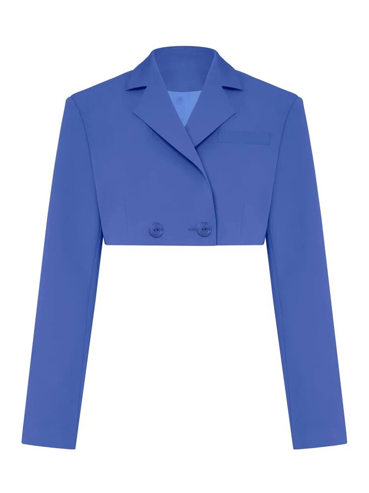 Double Button Style Super Crop Blazer Jackets Suits