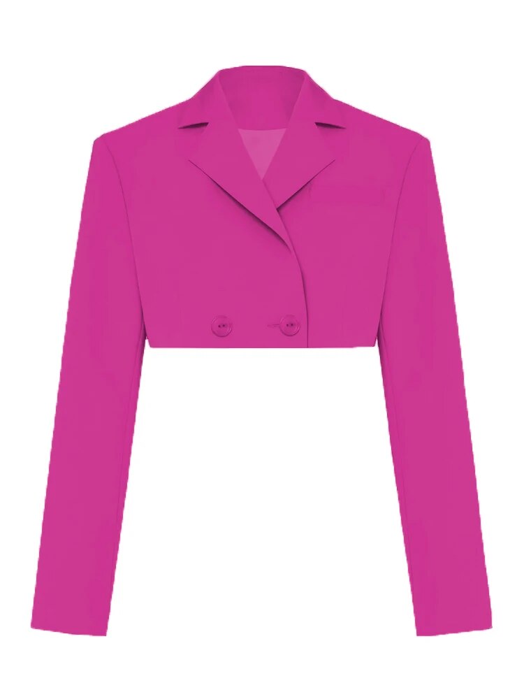 Double Button Style Super Crop Blazer Jackets Suits